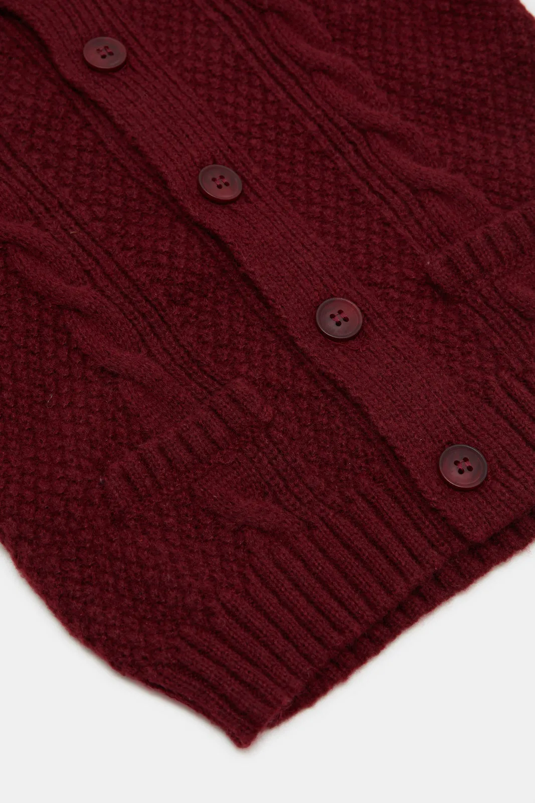 Infant Boys Burgundy Solid Buttons Pullover