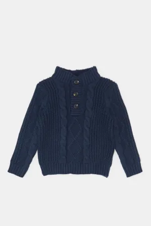 Infant Boys Navy Knitted Sweater