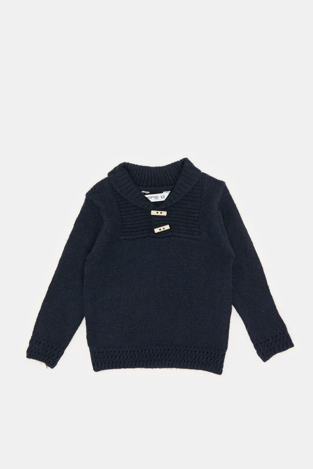 Infant Boys Navy Shawl Collar Pullover