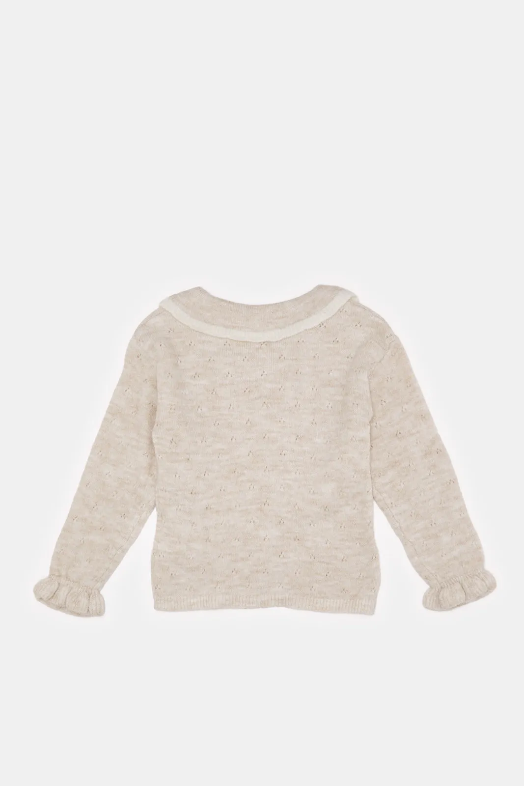 Infant Girls Beige Knitted Pullover