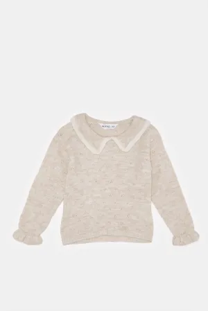 Infant Girls Beige Knitted Pullover