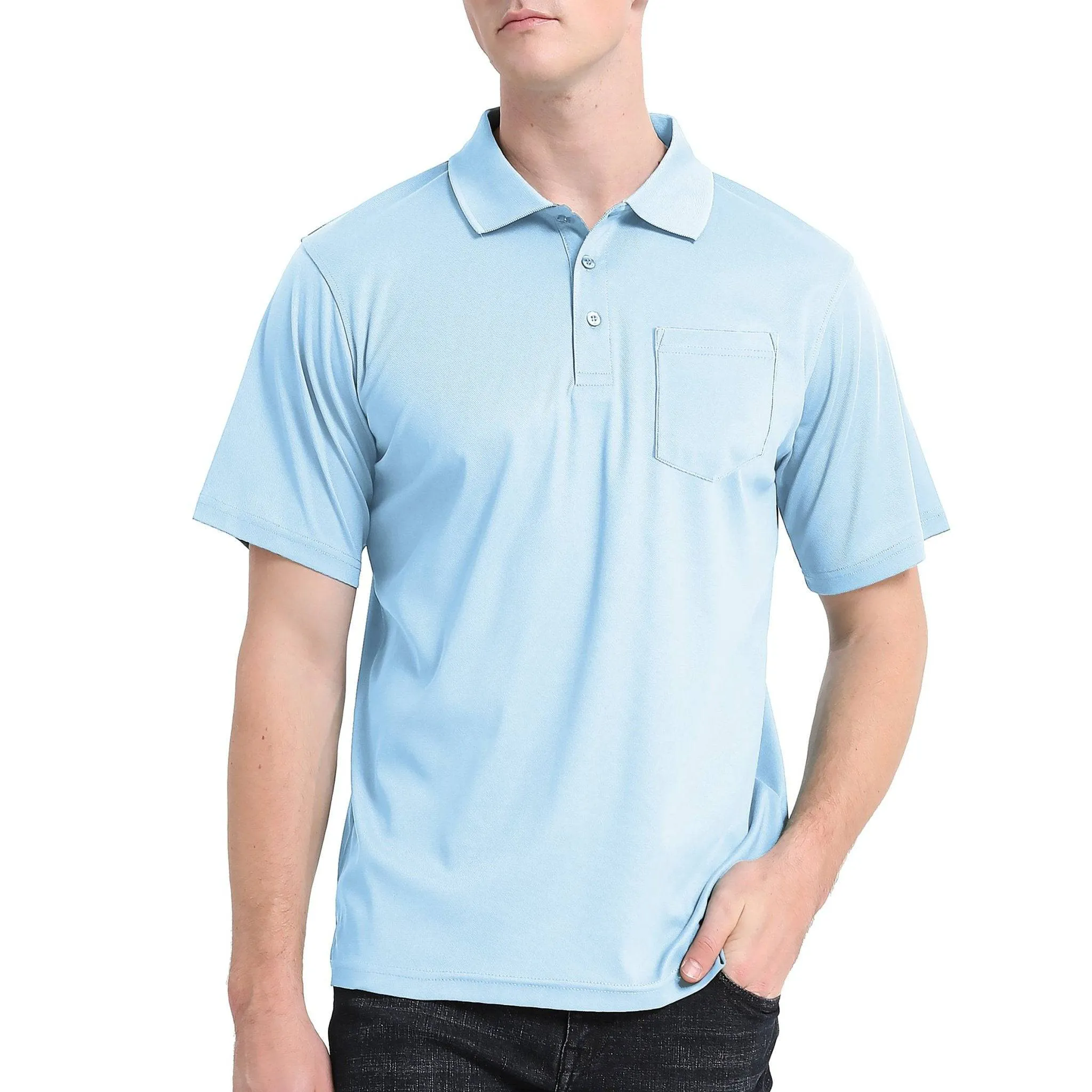 ISUSI Everyday Mens Polo Shirts, Cotton, Pocket, UPF 30 