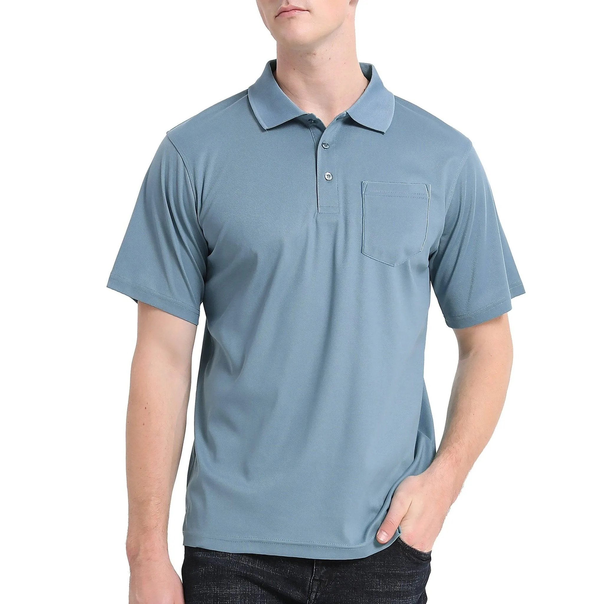 ISUSI Everyday Mens Polo Shirts, Cotton, Pocket, UPF 30 