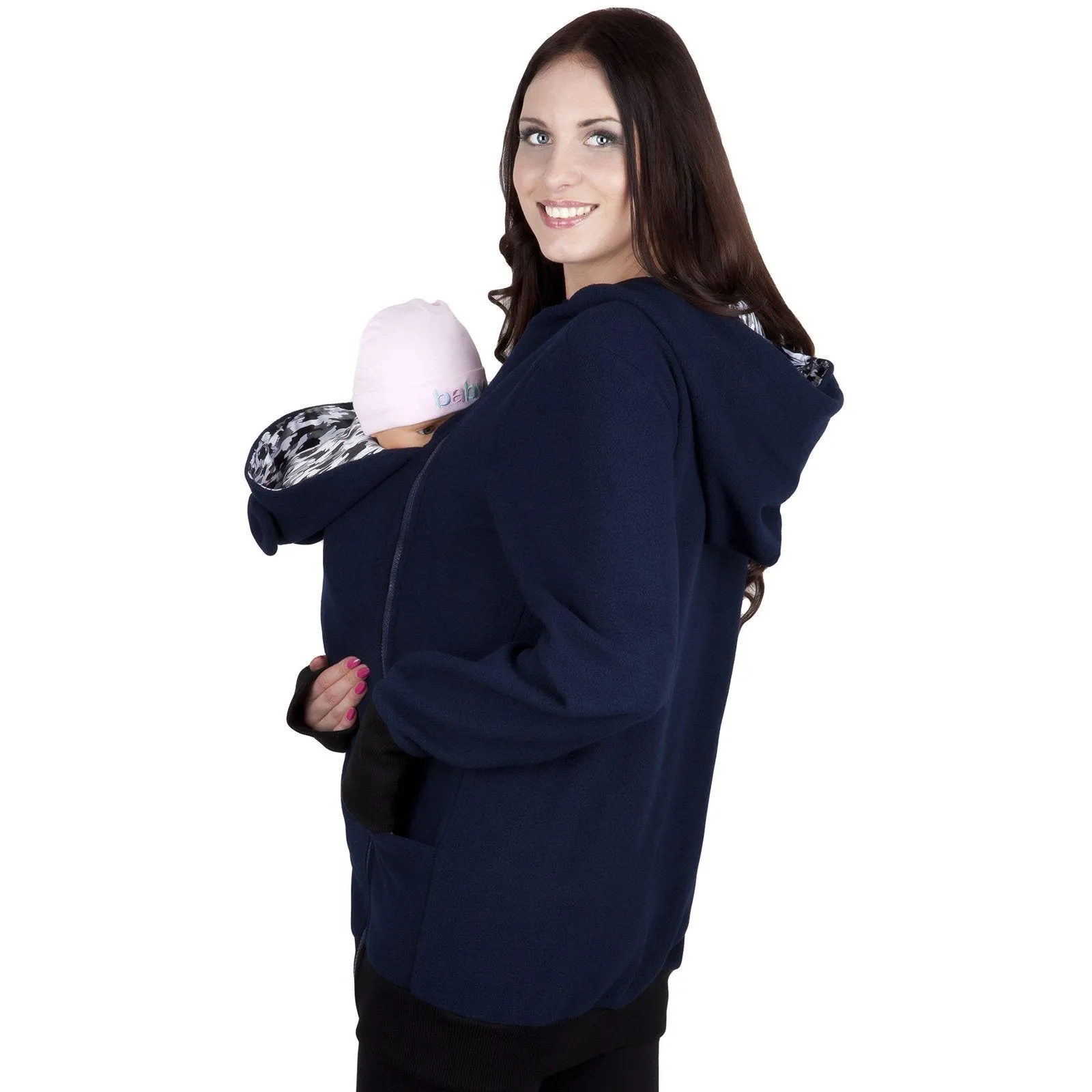 Kangaroo Baby Wear Warm Zipper Long Coat Jacket Hoodie for Mom