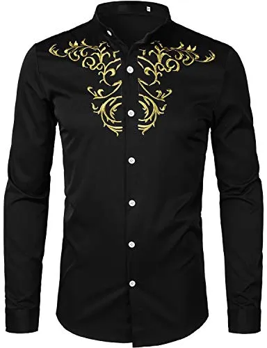 Men's Luxury Gold Embroidery Design Shirts