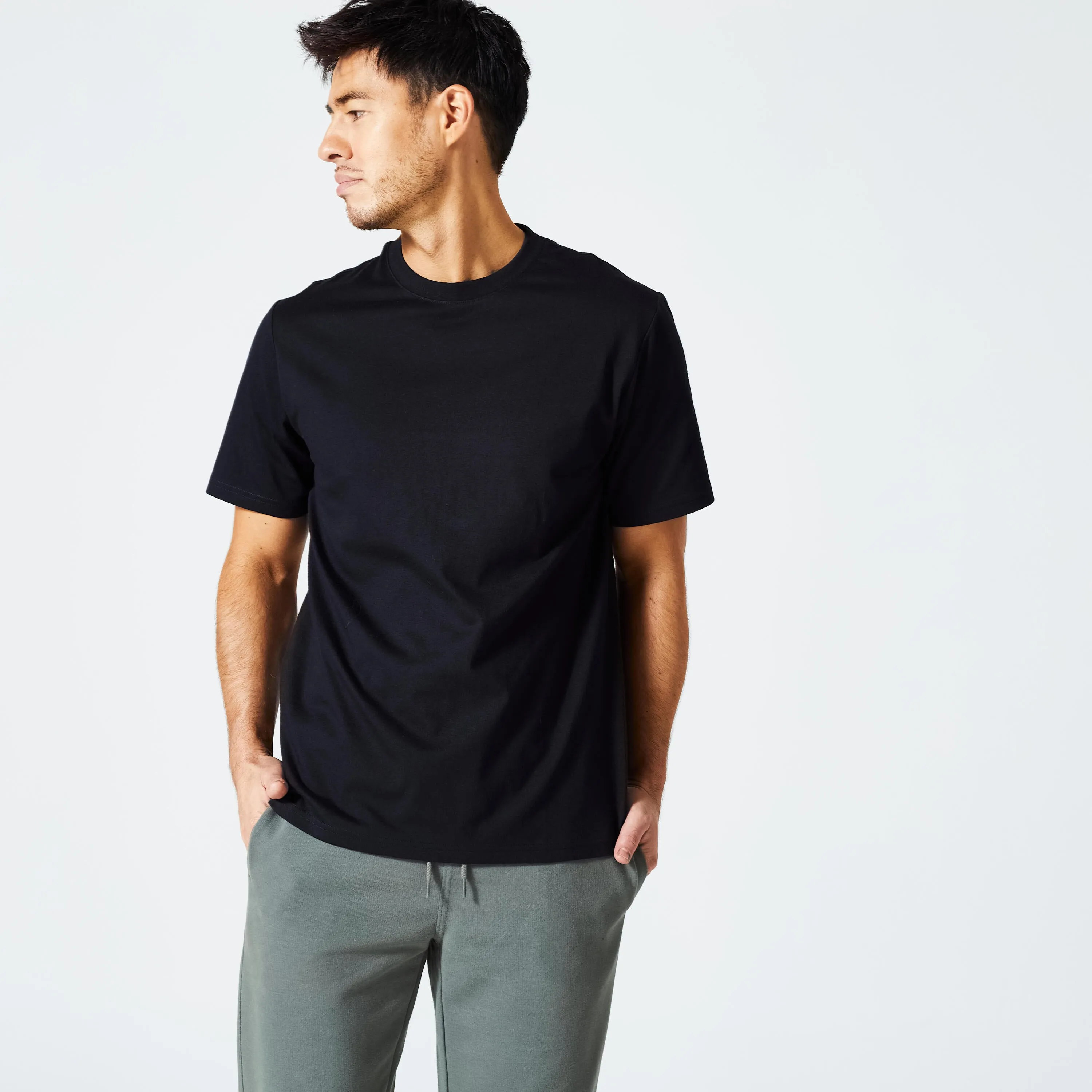 Men's T-shirt - 500 Essentials black DOMYOS, black