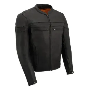 Milwaukee Leather MLM1525 Men's ‘Crossover’ Black Leather Lightweight MC Jacket