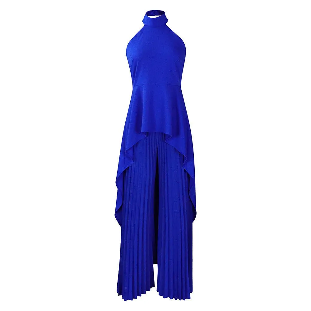 Off Shoulder Sleeveless Backless Top and Pleated Pants