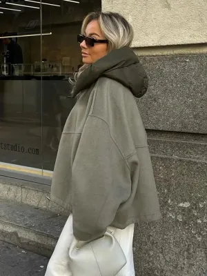 Oversized Hooded Fashion Thicken Patchwork Long Winter Warm Street Coat