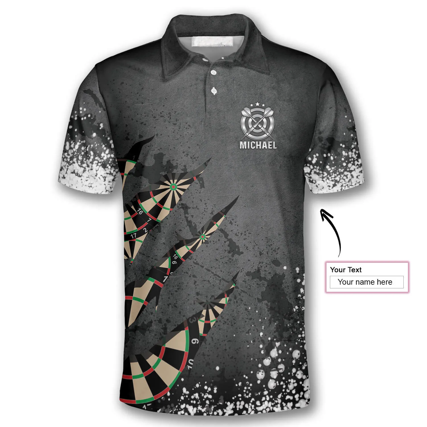 Personalized Darts Paint Splash Custom Darts Polo Shirts Unisex, Gift for Dart Player