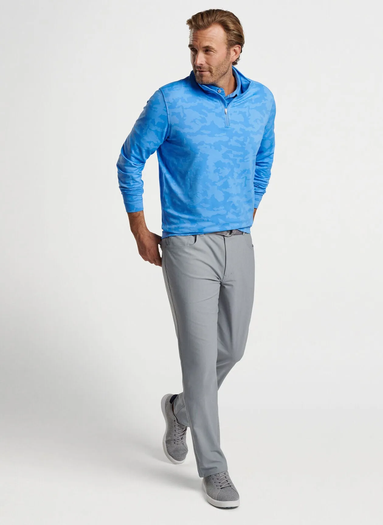 Perth Camo Performance Quarter-Zip in Liberty Blue by Peter Millar