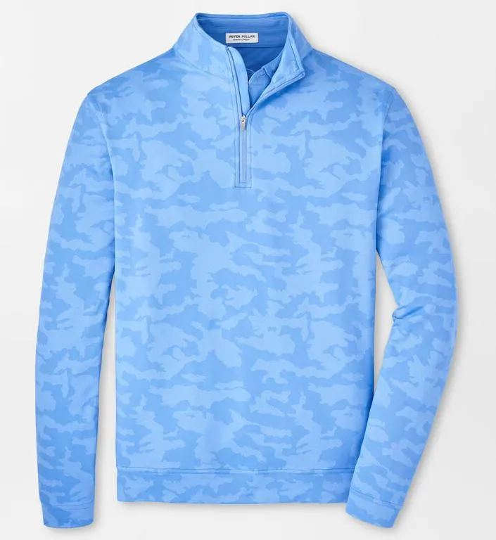 Perth Camo Performance Quarter-Zip in Liberty Blue by Peter Millar