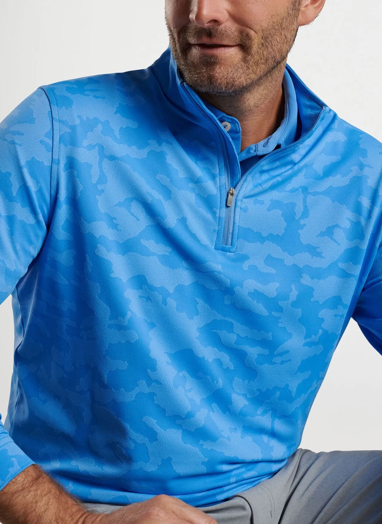 Perth Camo Performance Quarter-Zip in Liberty Blue by Peter Millar