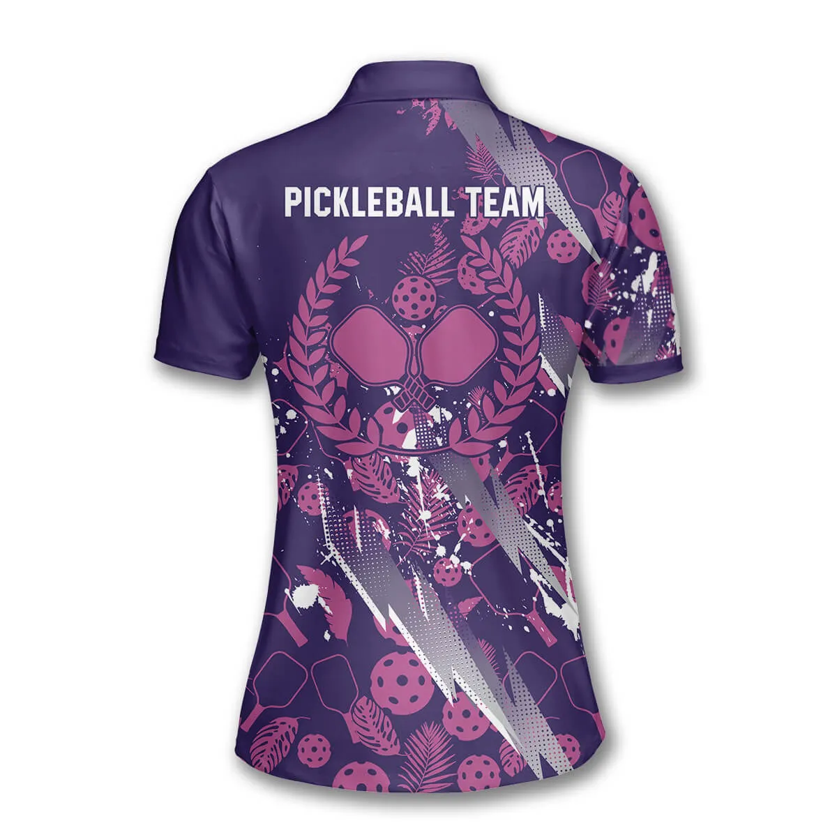 Pink Grunge Pickleball Personalized Name Team Name Polo Shirts For Women