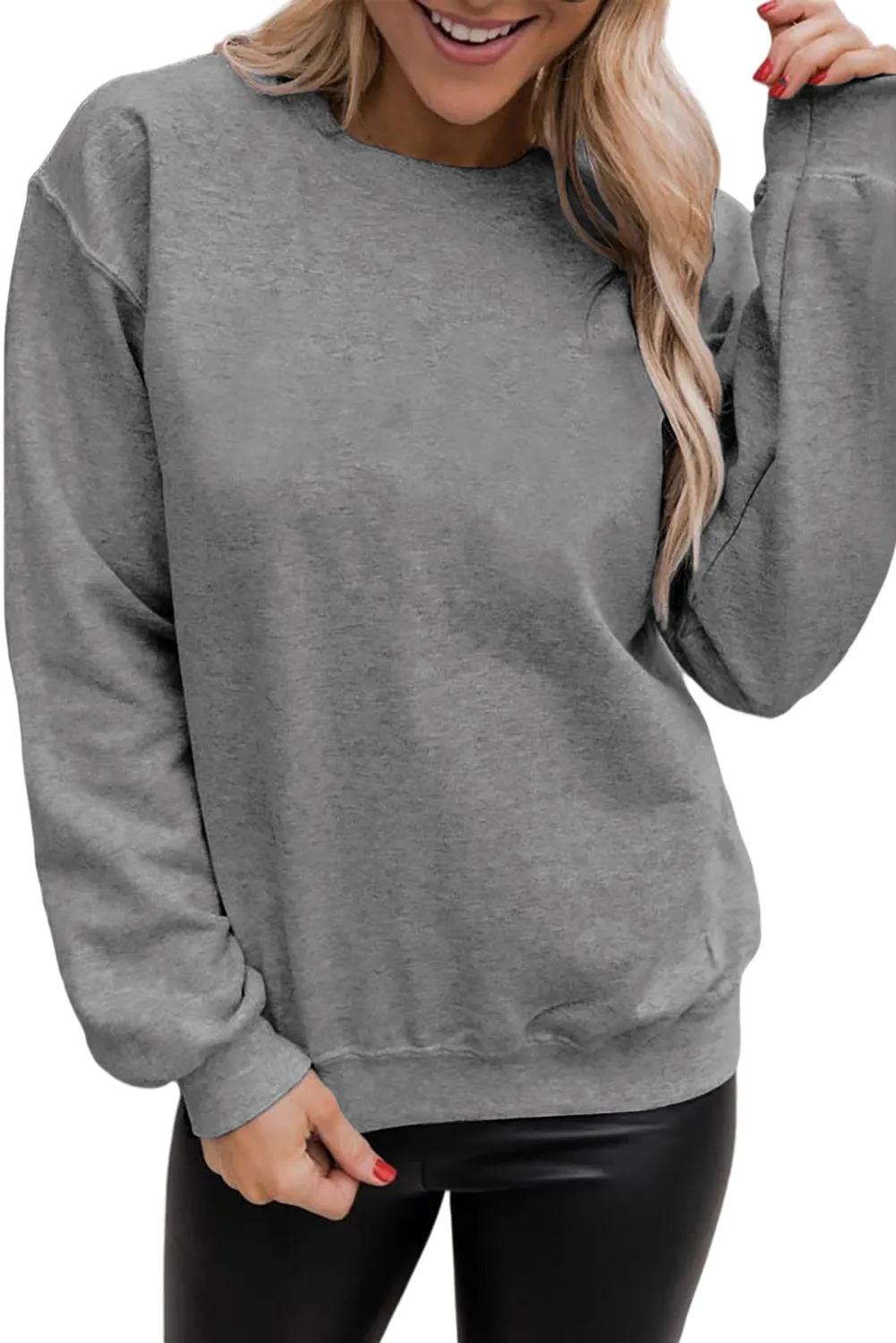 Plain Crew Neck Pullover Sweatshirt