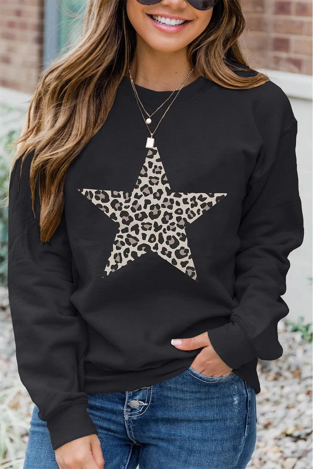 Plain Crew Neck Pullover Sweatshirt