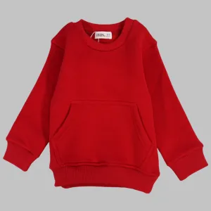 Plain Long-Sleeved Fleeced Sweatshirt