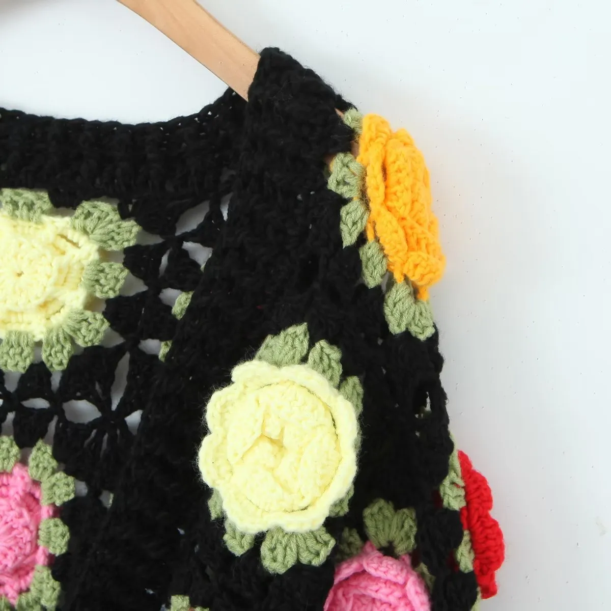 Pre Order:  Hand Crocheted 3D Flower Ball Sweet Cardigan