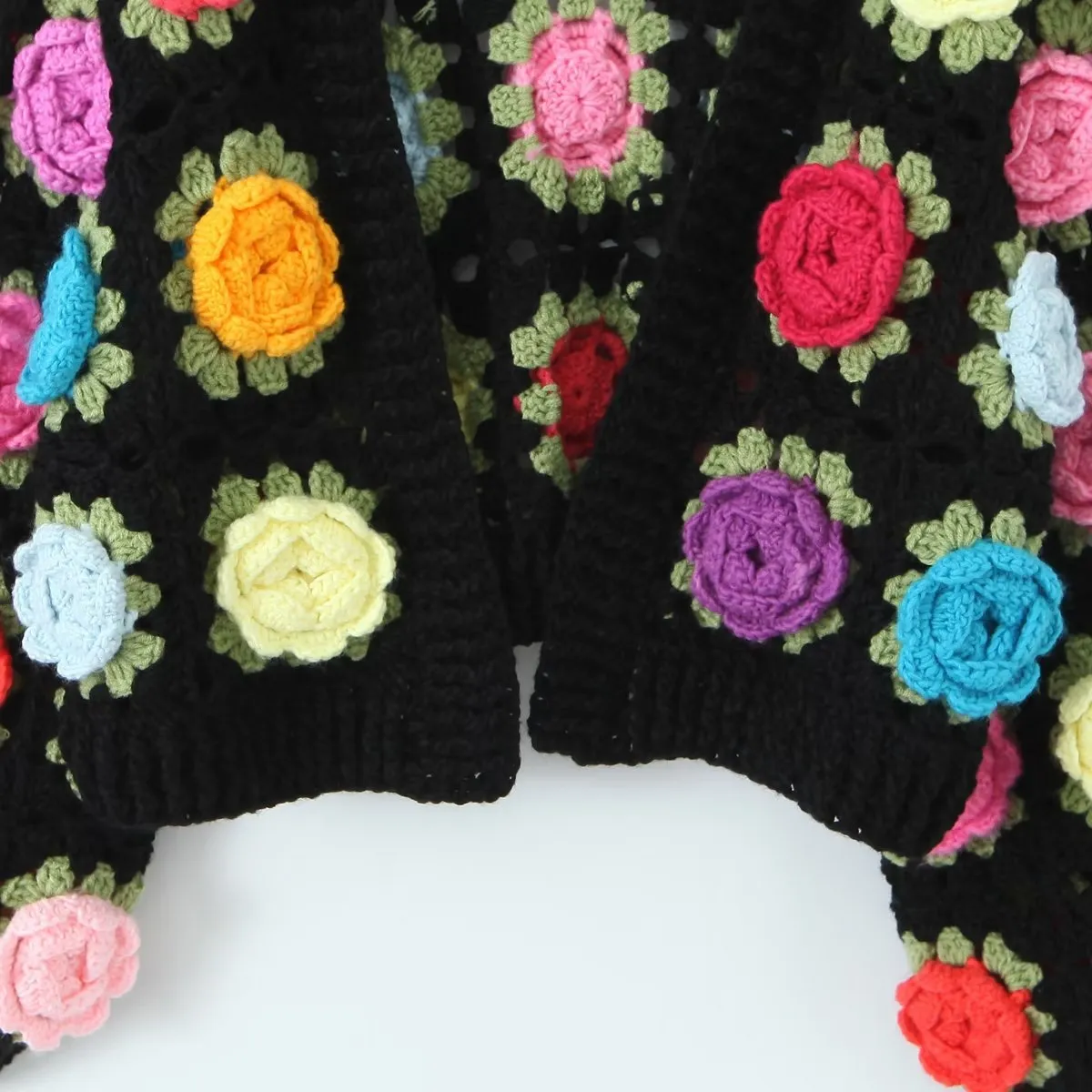 Pre Order:  Hand Crocheted 3D Flower Ball Sweet Cardigan