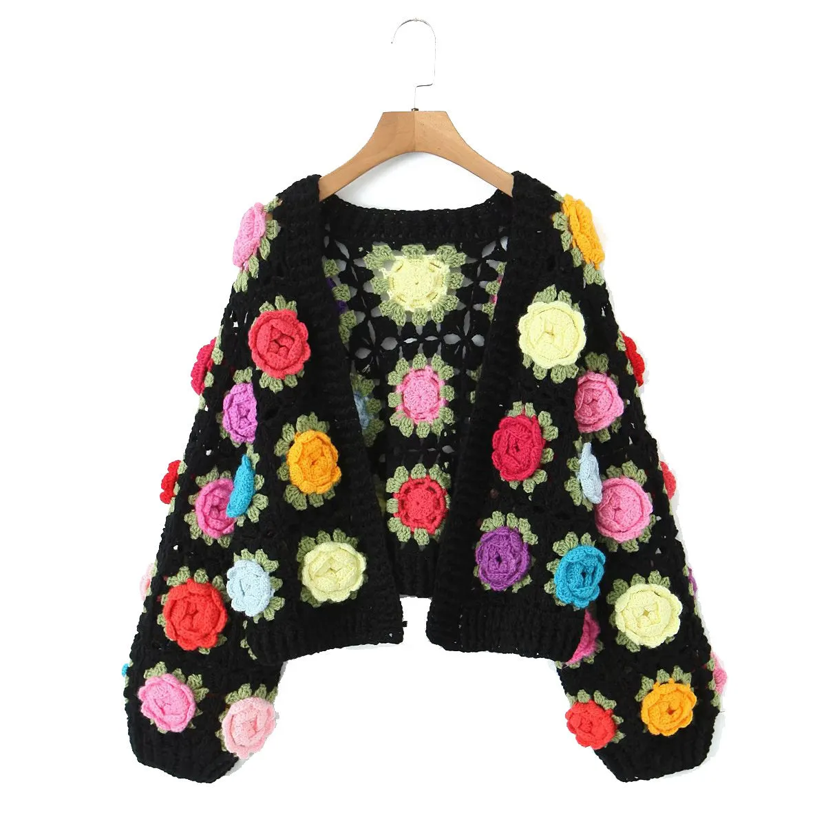 Pre Order:  Hand Crocheted 3D Flower Ball Sweet Cardigan