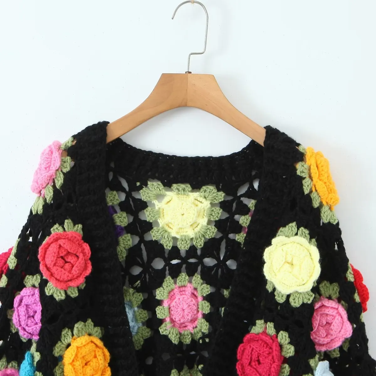 Pre Order:  Hand Crocheted 3D Flower Ball Sweet Cardigan