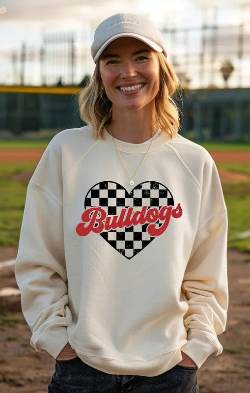 Red Checkered Bulldogs Crewneck Sweatshirt