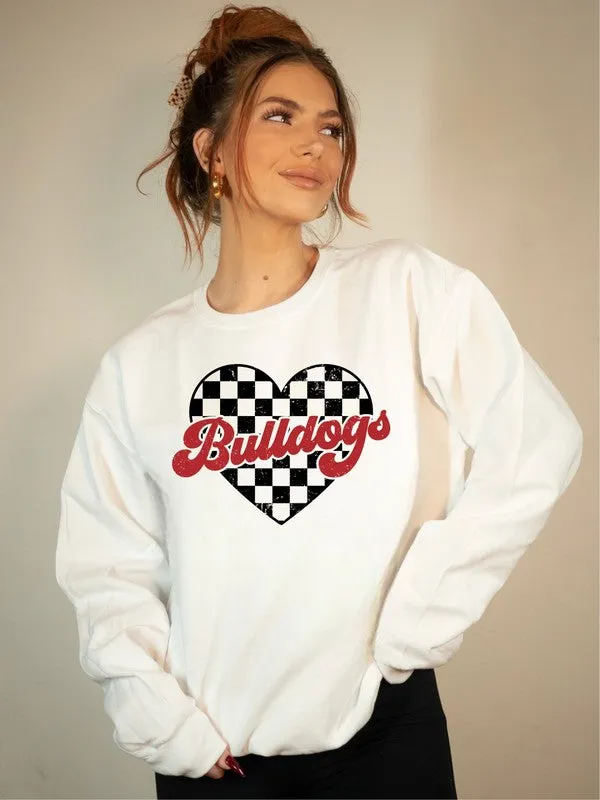 Red Checkered Bulldogs Crewneck Sweatshirt