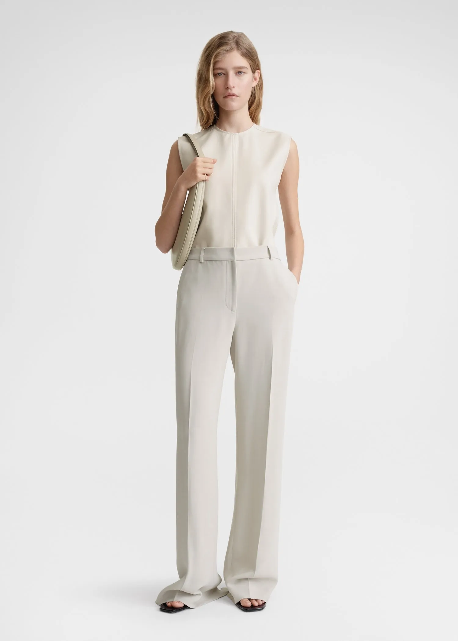 Relaxed straight trousers pebble