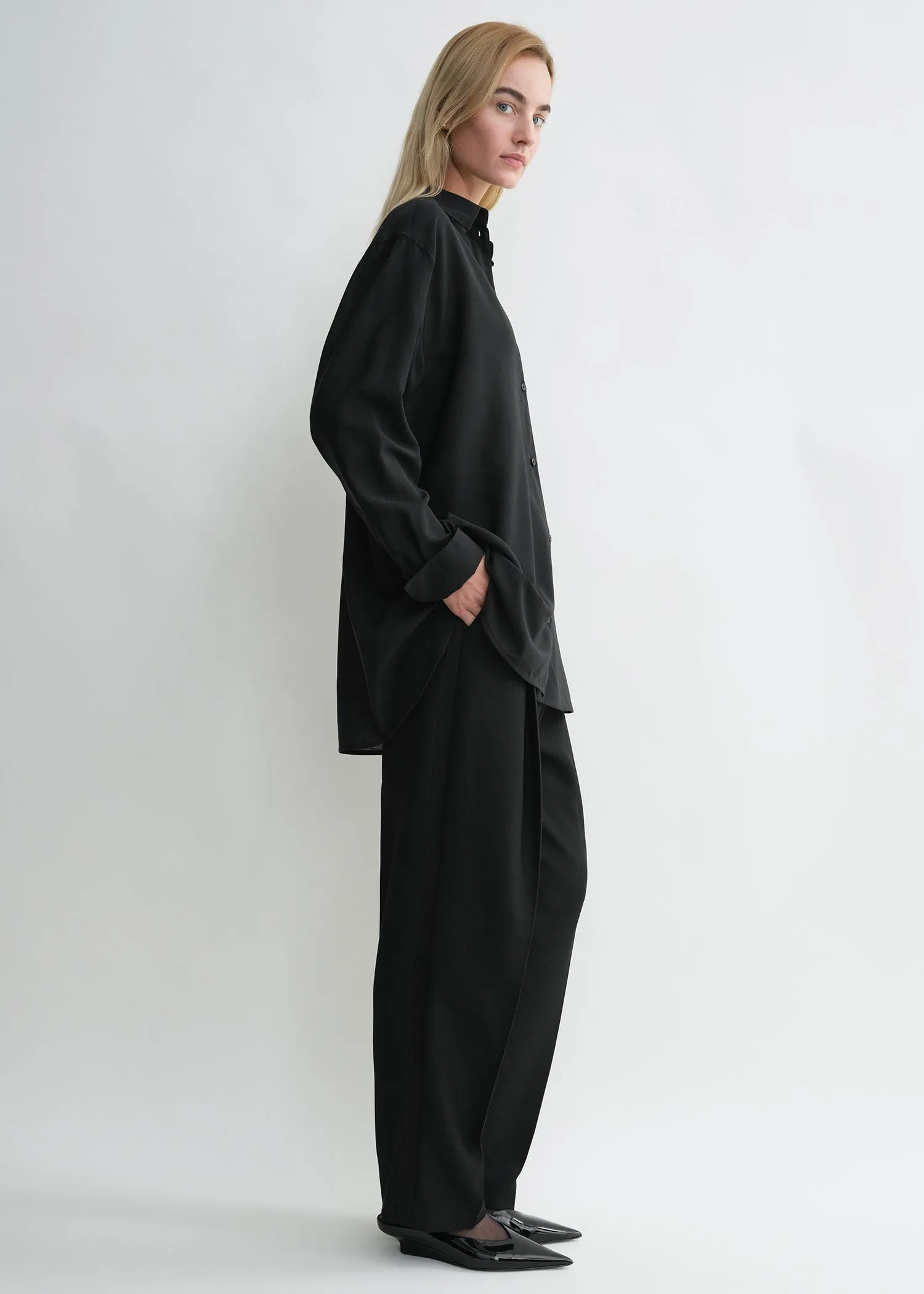 Relaxed voile shirt black