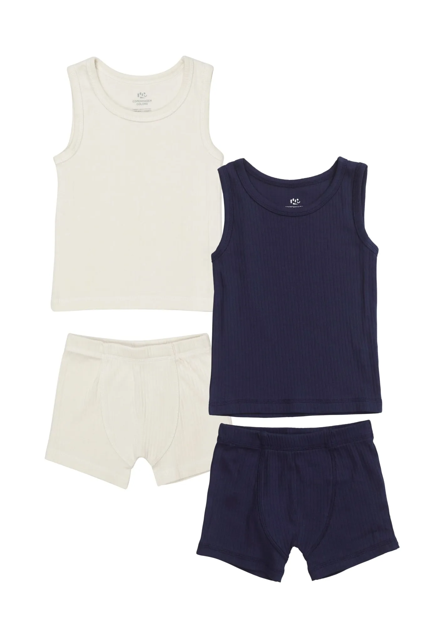 RIB JERSEY 2PACK TANK-TOP AND BOXERSHORTS - NAVY/ CREAM COMB. KICK