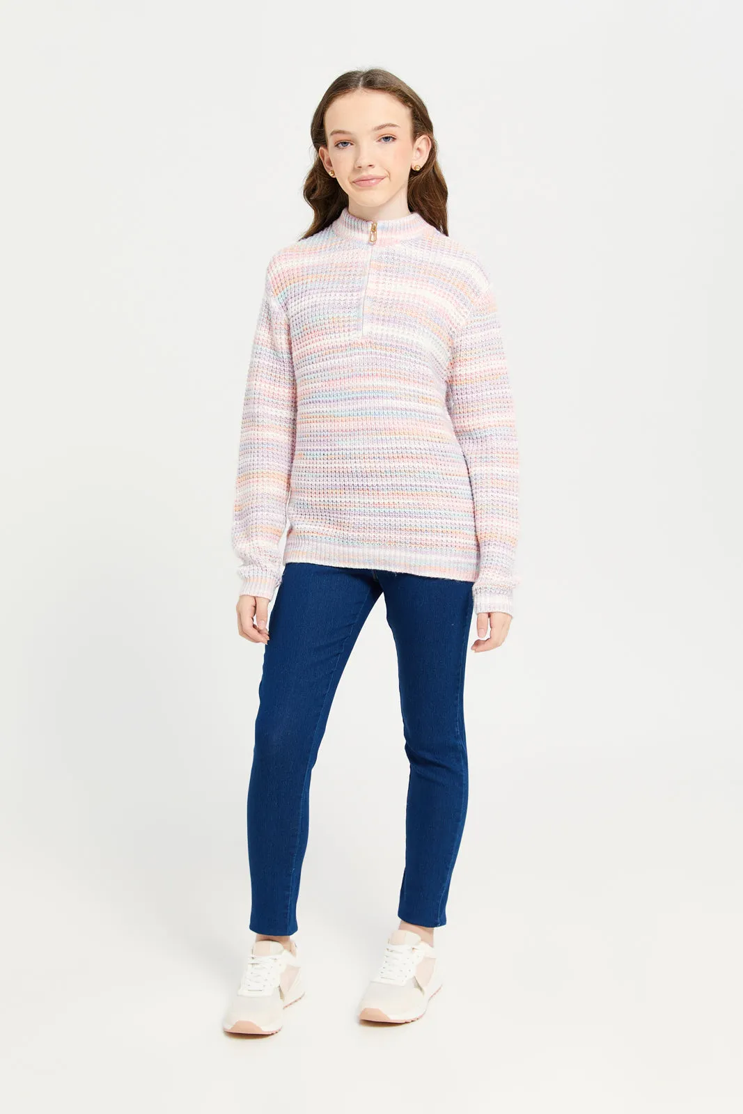 Senior Girls Pink Striped Pullover