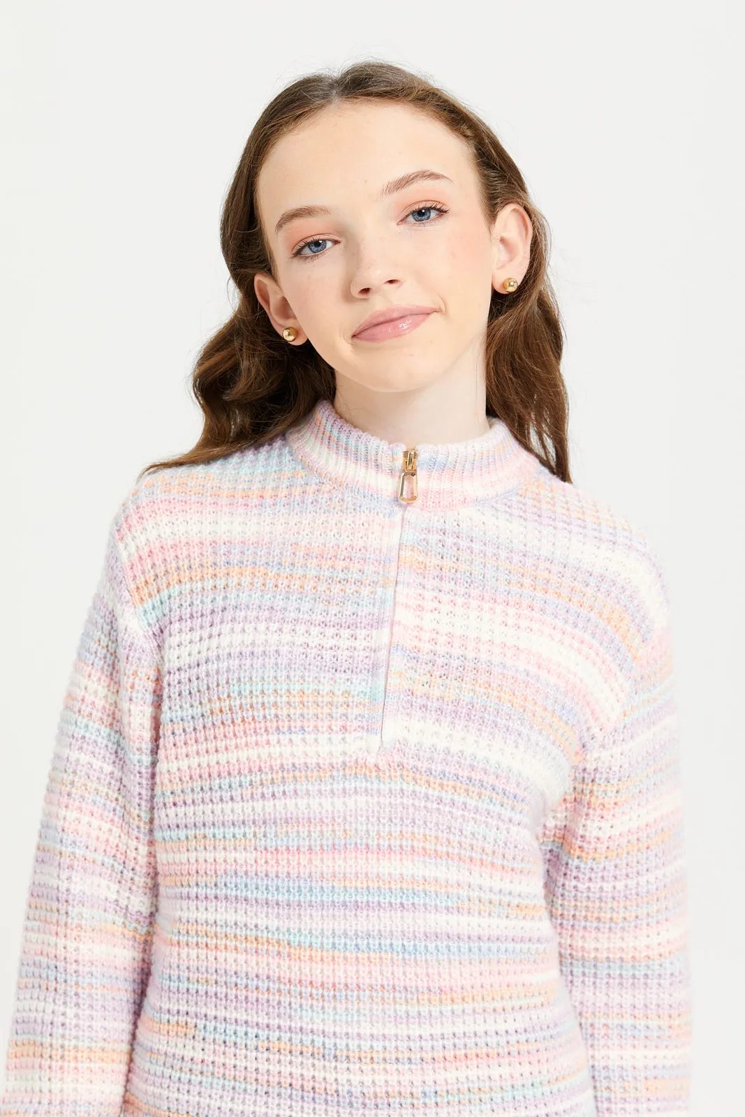 Senior Girls Pink Striped Pullover