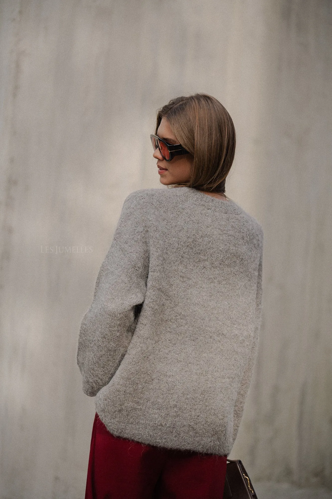 SLFGabella LS knit O-neck steel gray