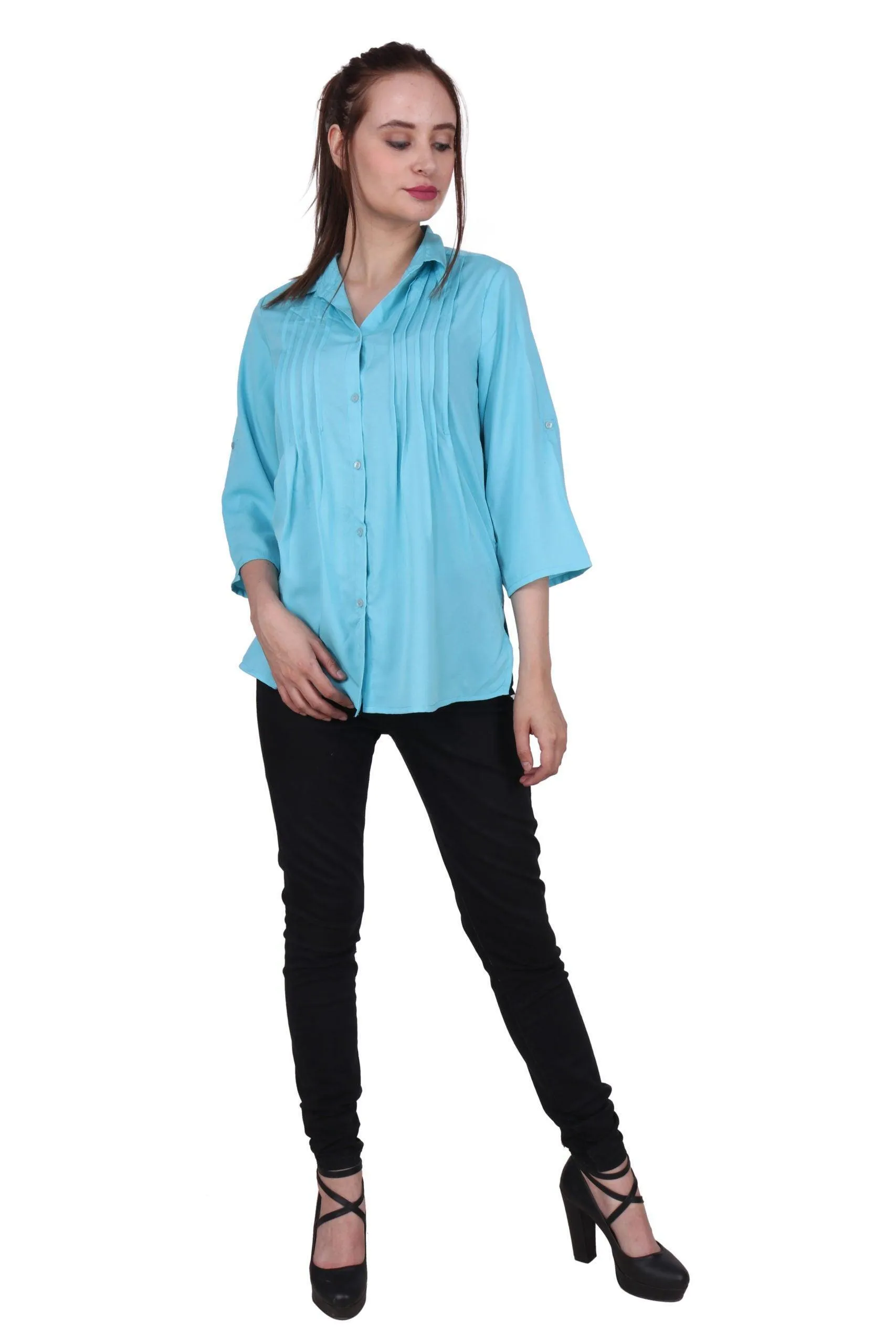 Solid Pleated Formal Shirt