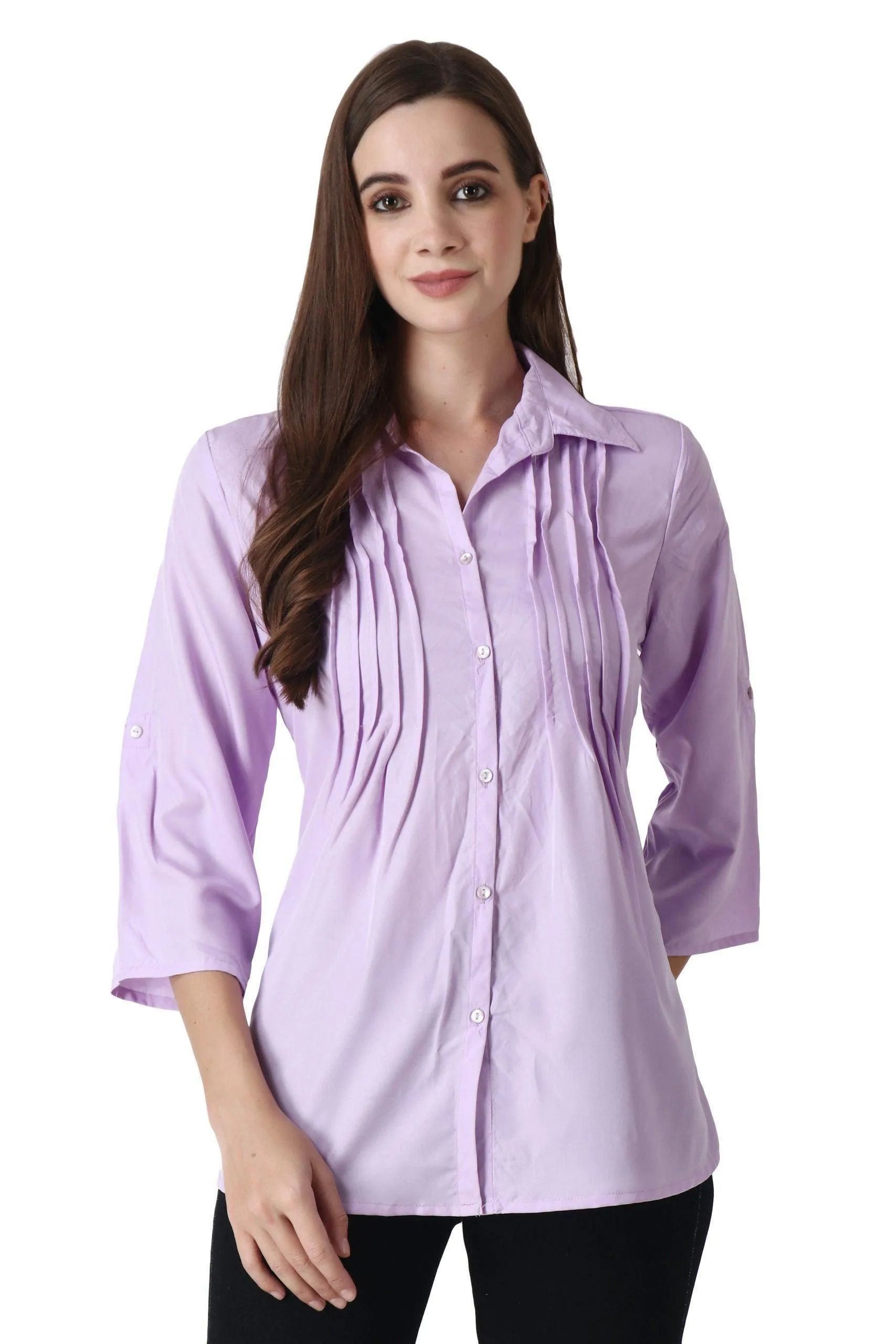 Solid Pleated Formal Shirt