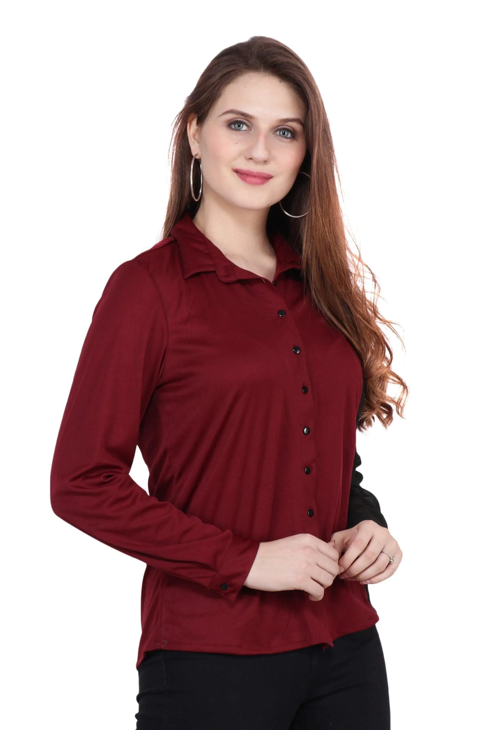 Solid Red Top with Black Sleeve