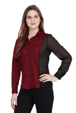 Solid Red Top with Black Sleeve