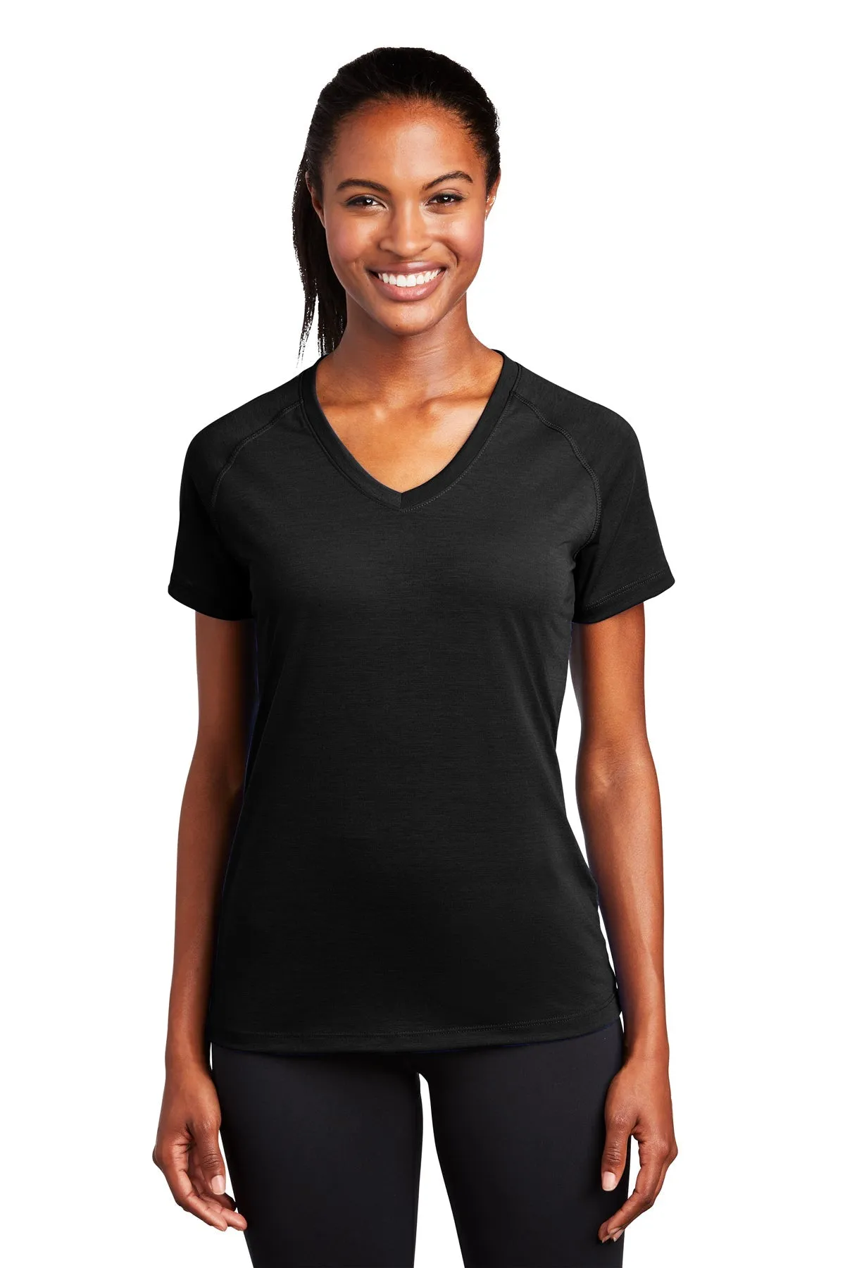 Sport-Tek Ladies Branded Ultimate Performance V-Necks, Black