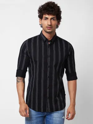 Spykar Black STRIPED FULL SLEEVE Shirt For Men