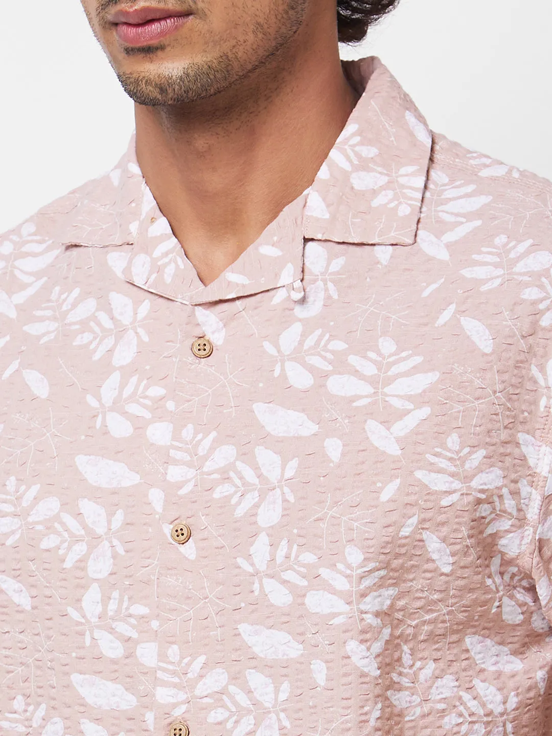 Spykar Pink PRINTED HALF SLEEVE Shirt For Men