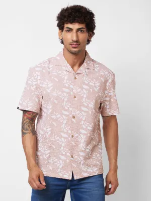 Spykar Pink PRINTED HALF SLEEVE Shirt For Men