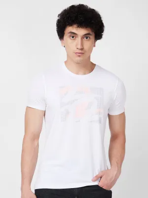 Spykar ROUND NECK HALF SLEEVES White T-shirt  For Men