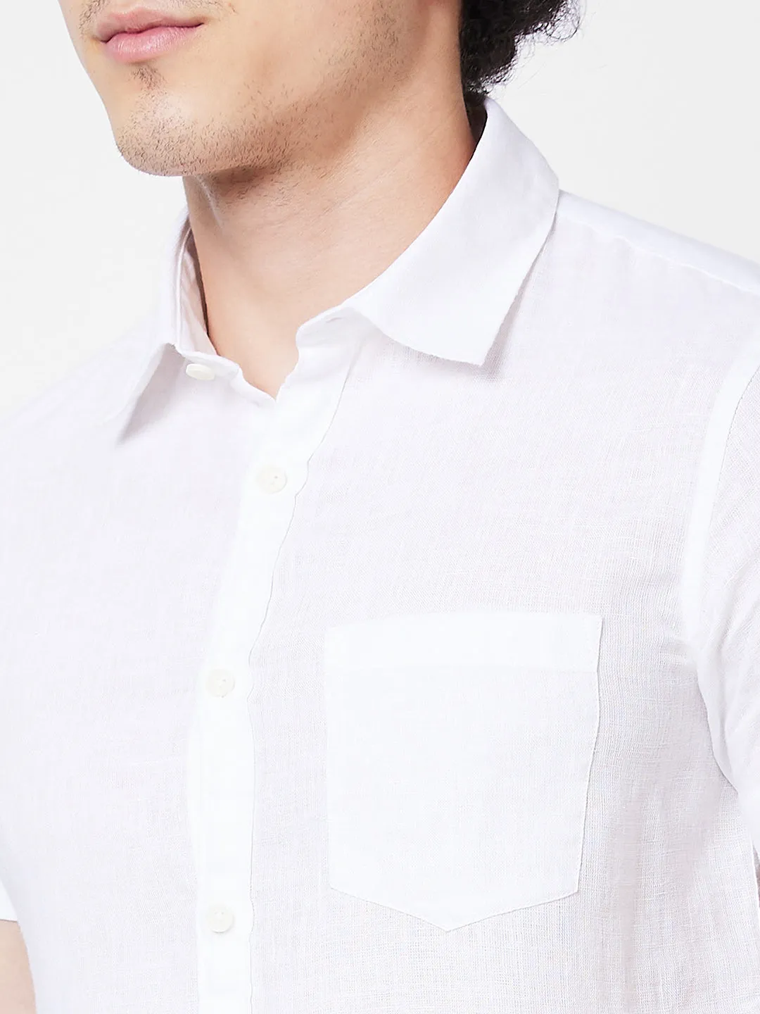 Spykar White SOLID HALF SLEEVE Shirt For Men