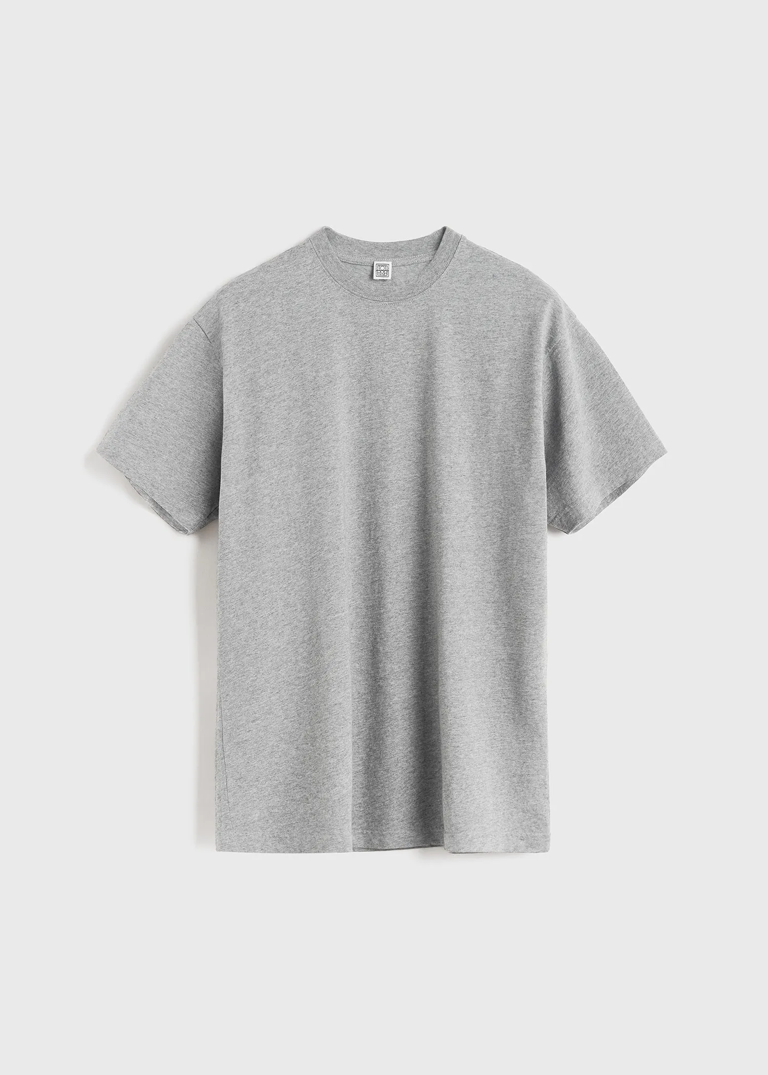 Straight cotton tee light grey melange