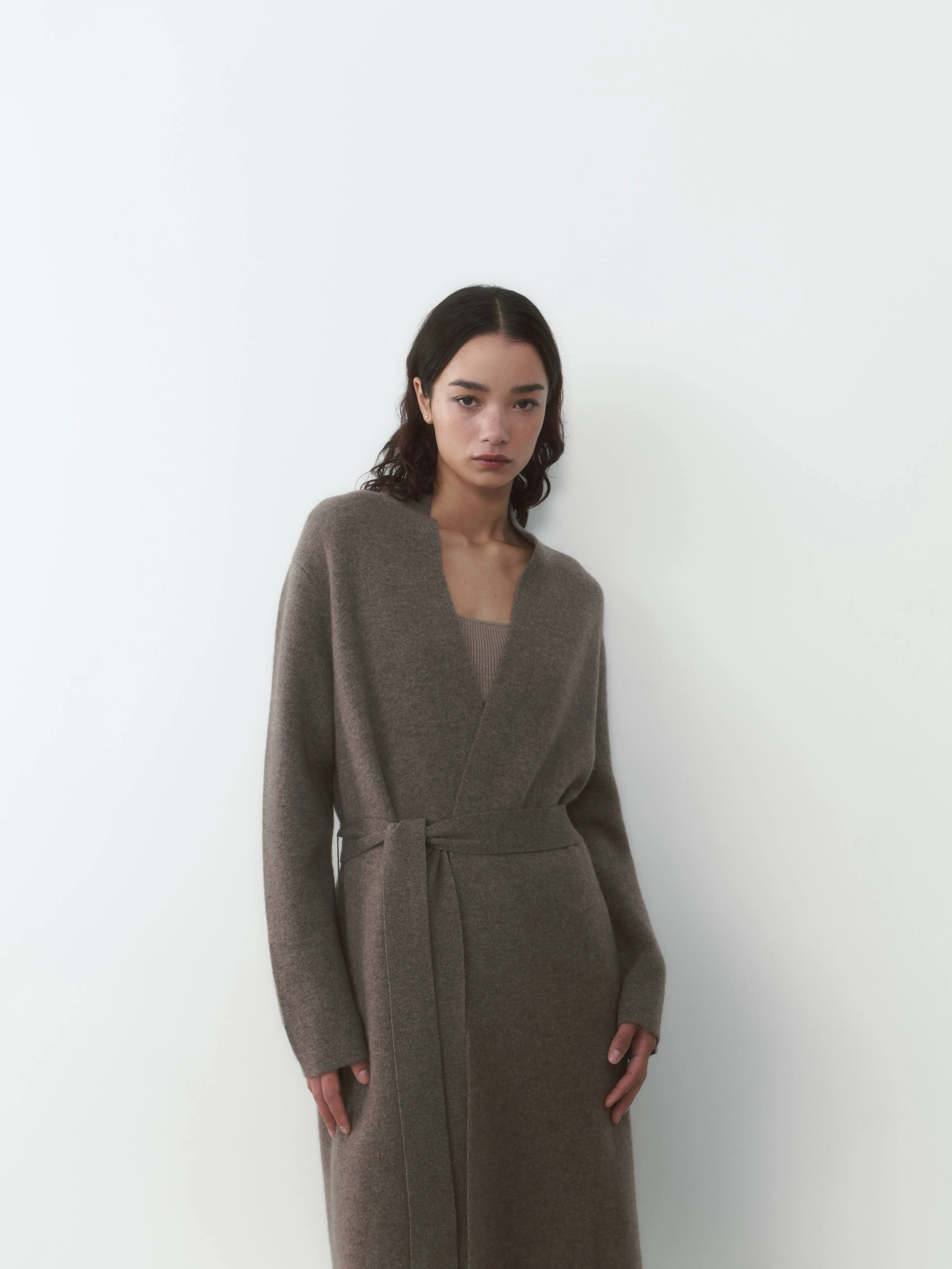 THE LONG CASHMERE CARDIGAN - GRIZZLY