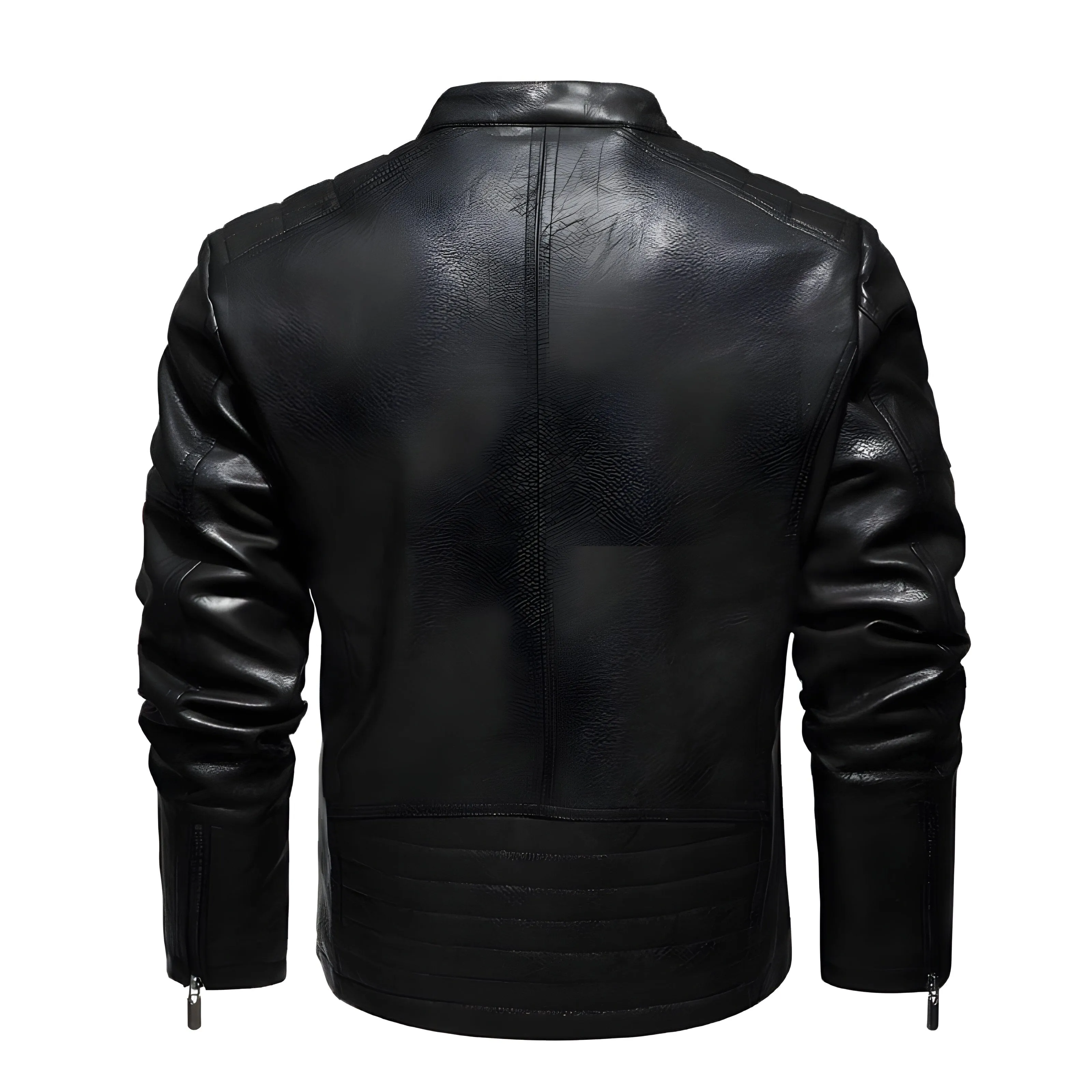 The Vincent Faux Leather Moto Biker Jacket - Black