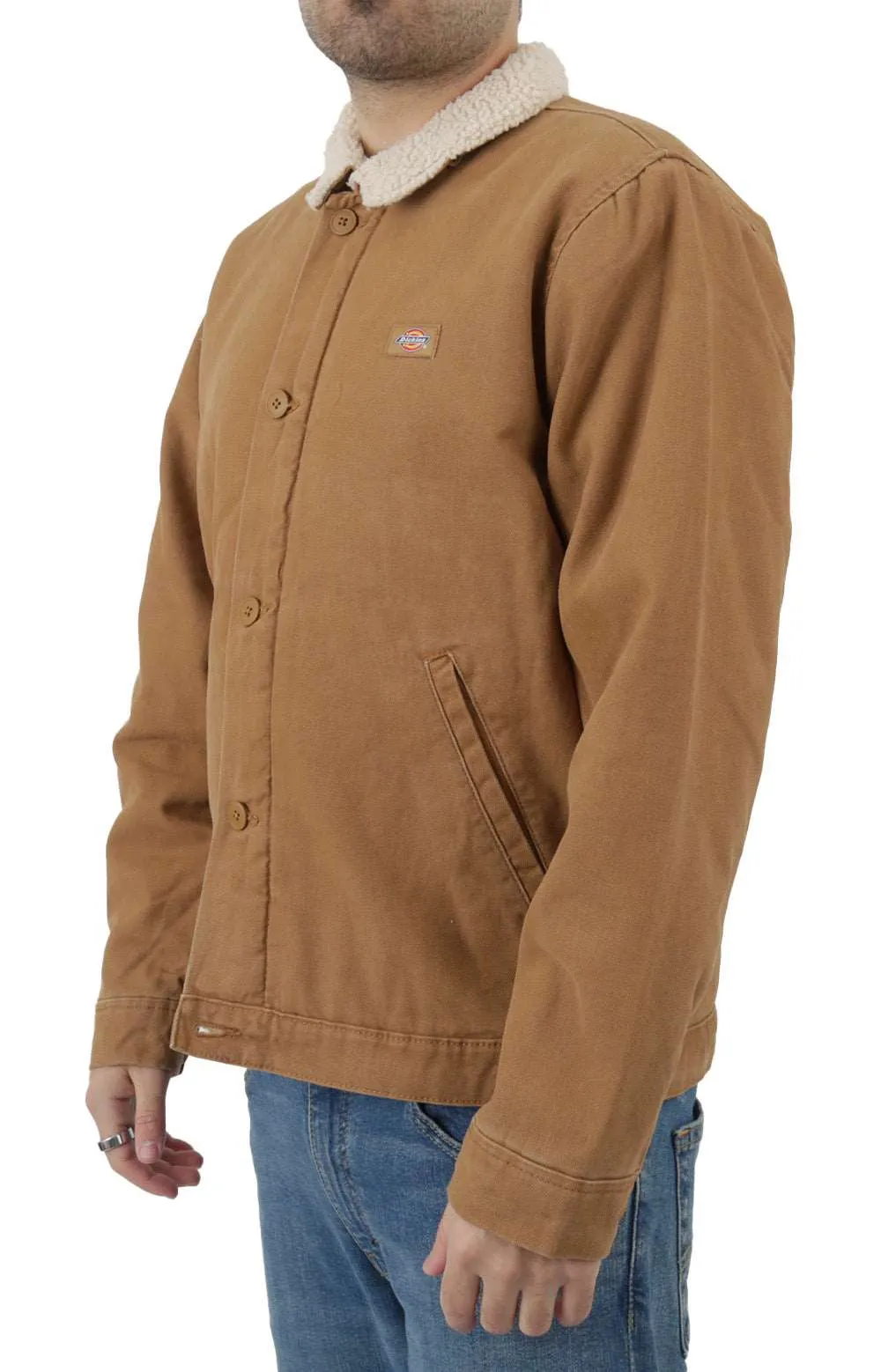 (TJR04SBD) Duck Canvas High Pile Fleece Jacket - Stonewashed Brown Duck