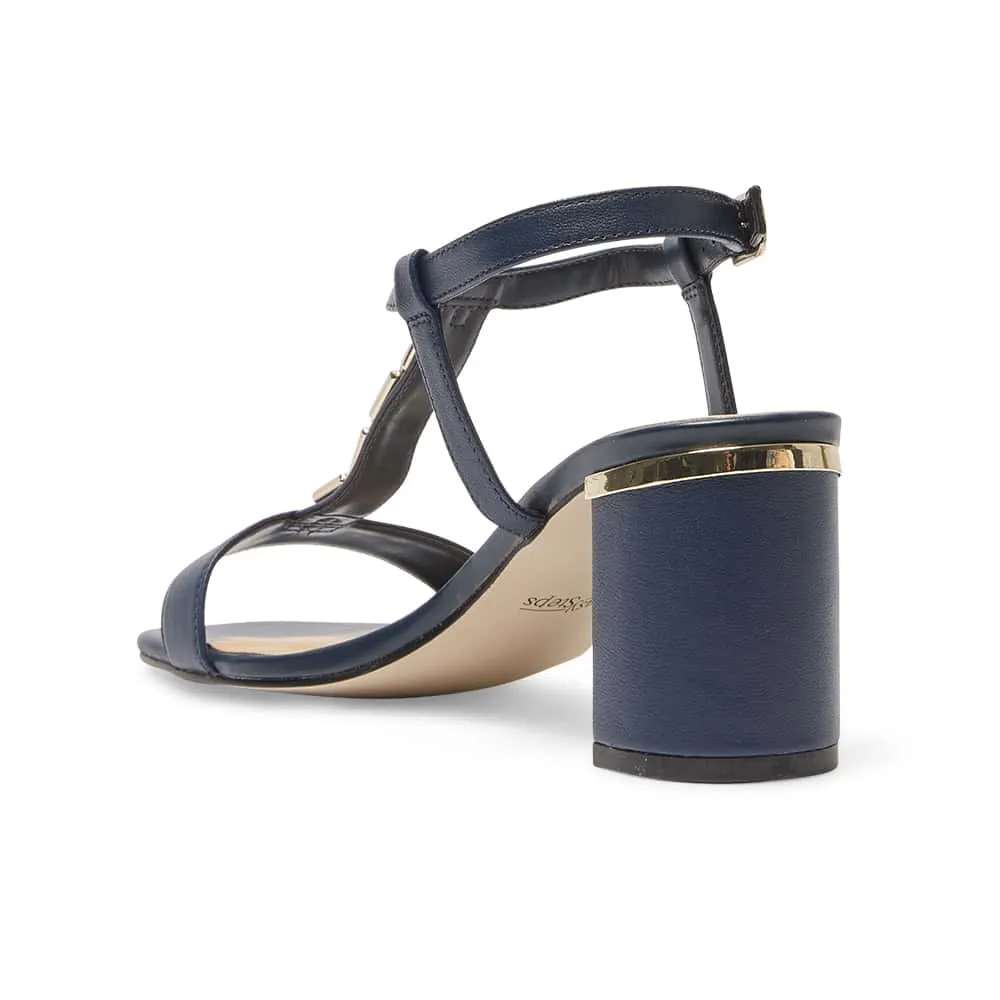 Unicorn Heel in Navy Leather