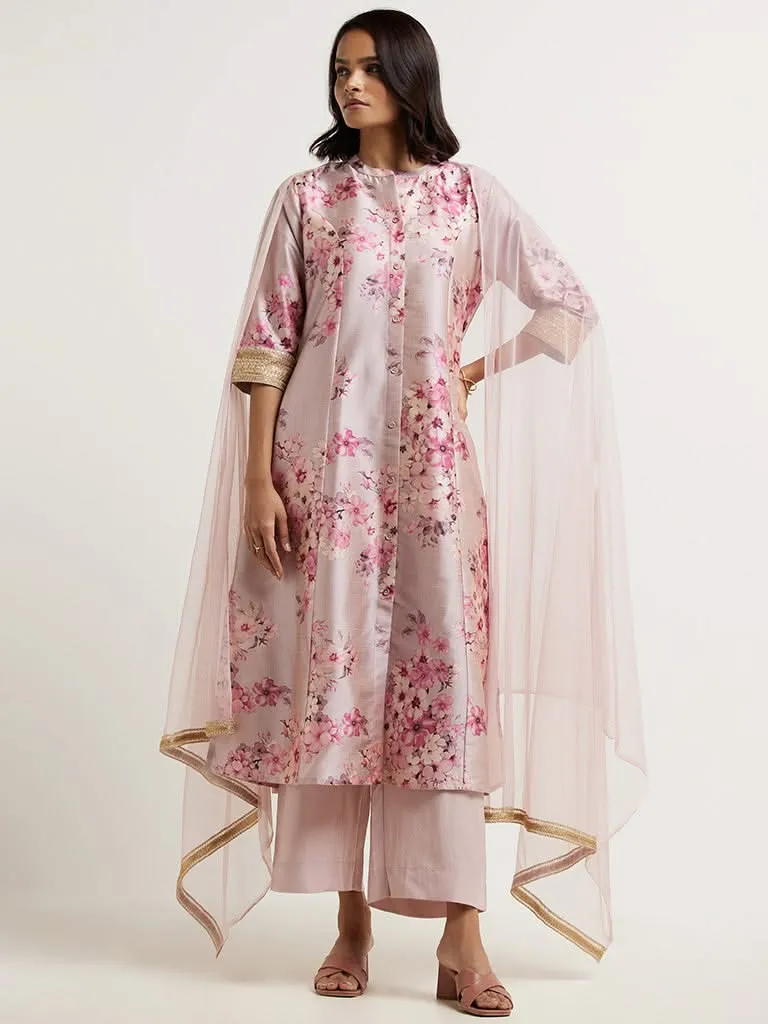 Vark Lilac Kurta, Palazzos & Dupatta Set