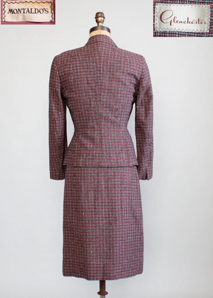 Vintage Late 1940s Glenchester Tweed Nipped Waist Suit